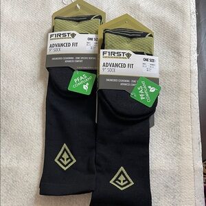 First Advanced Fit Black and Olive Men's Athletic Socks